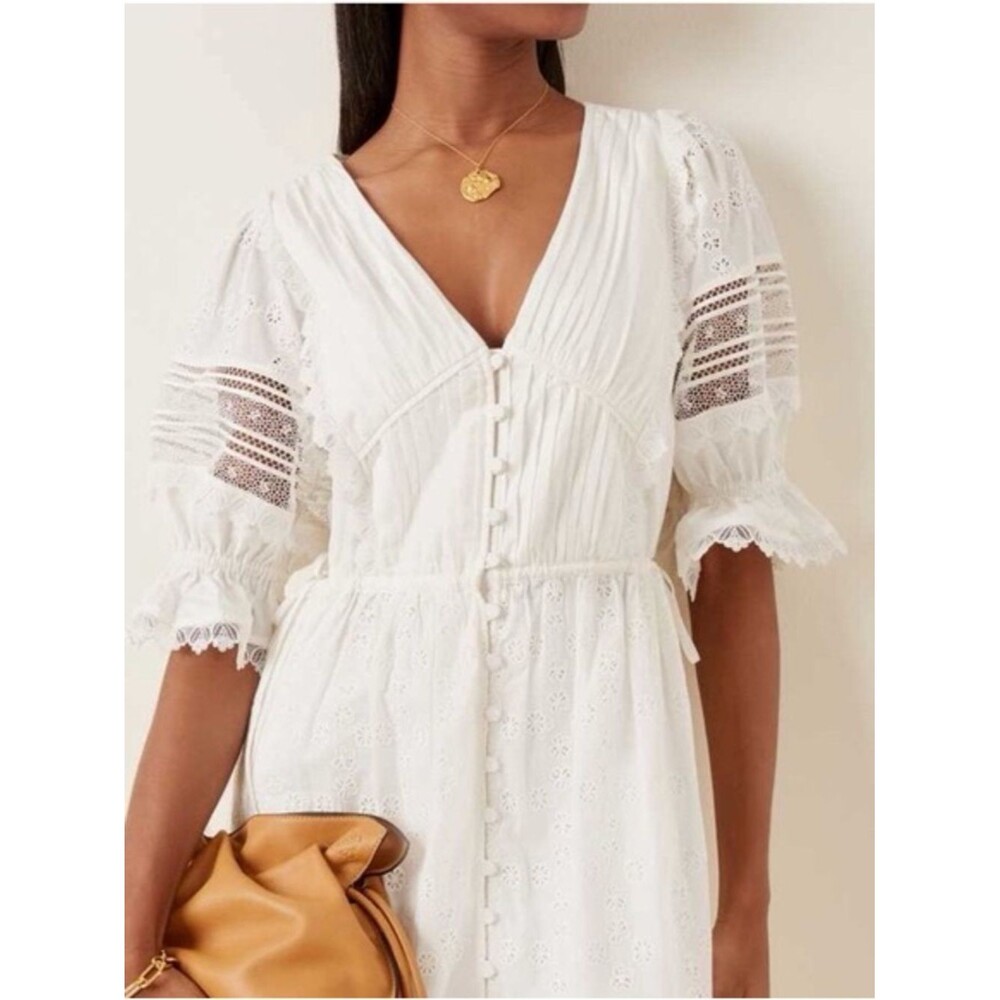 SELF-PORTRAIT Floral Broderie Anglaise Midi Dress Prairie Coquette 6
